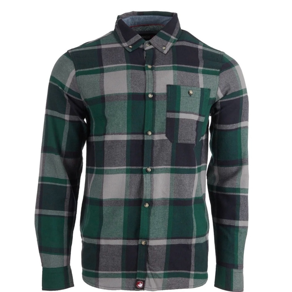 NEW Canada Weather Gear Men's Unlined Flannel Button Down Plaid Shirt SZ‎ XXL